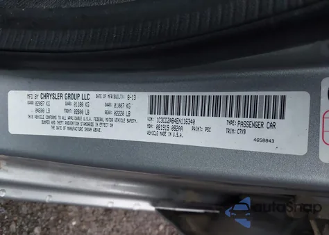 2014 Dodge Avenger Se from USA, damaged, VIN 1C3CDZAB4EN116340